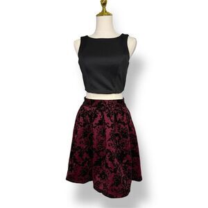 Emerald Sundae Juniors 7 Two Piece Connected Mini Dress Velvet Burgundy Black